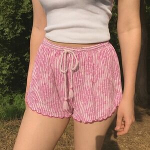 Anthropologie Shorts Womens Small Pink Geometric Stripe Drawstring Pajama Lounge